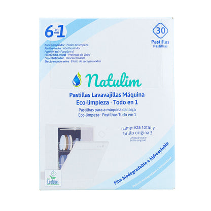 Pack 10x Eco Pastillas 6 en 1 Lavavajillas, Natulim, 30 unidades
