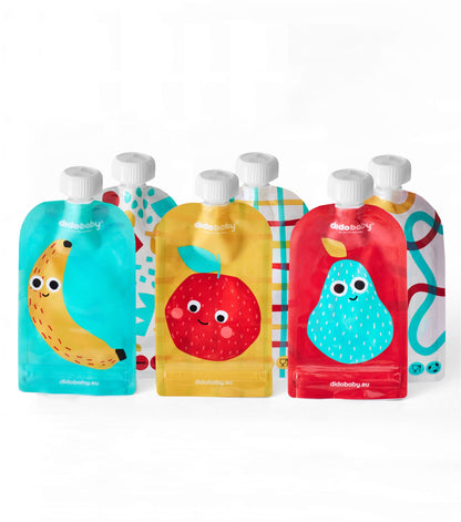 Pack de 6 gourdes réutilisables Fruits Didobaby