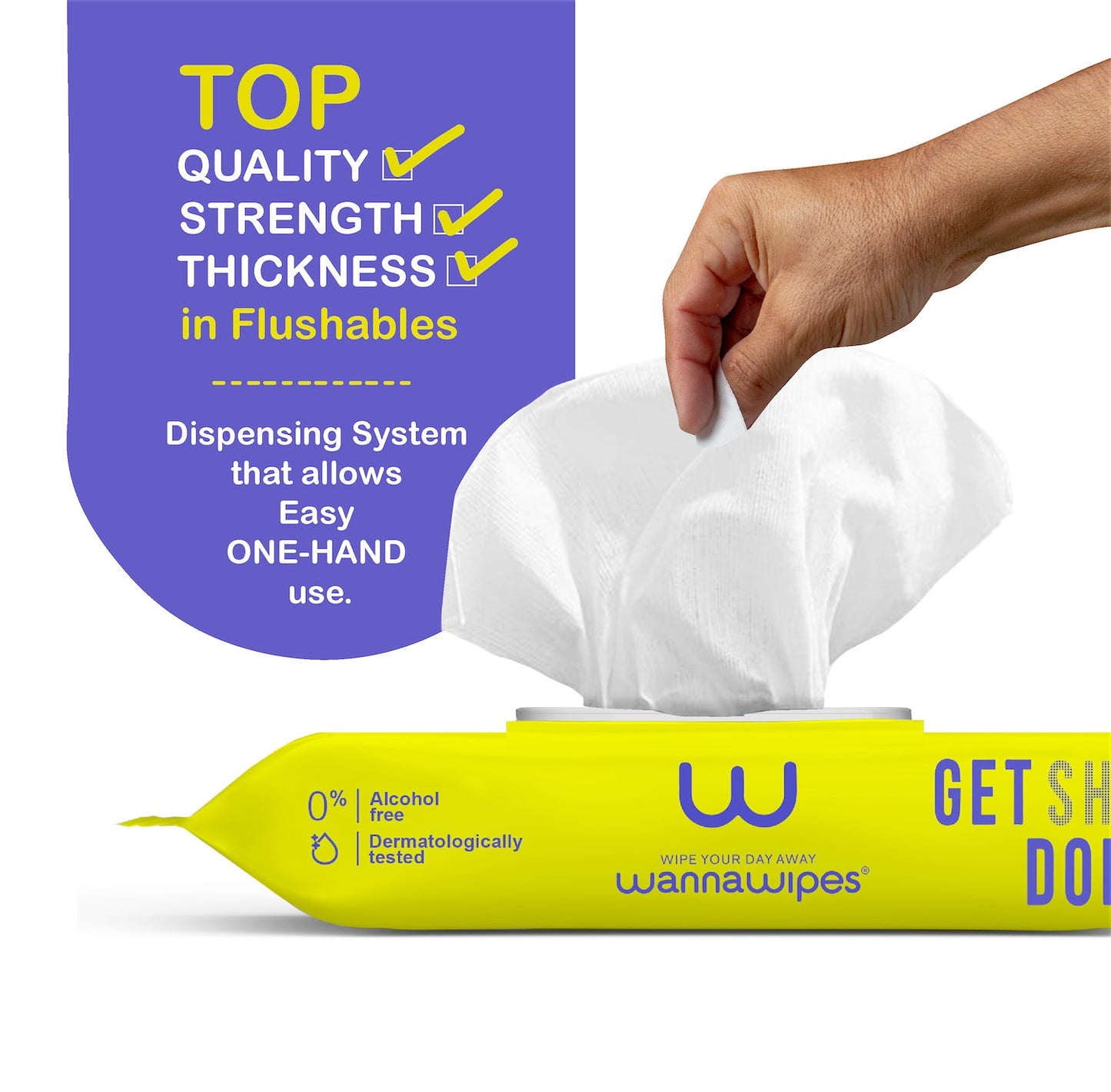 Lingettes bébé jetables WC sans parfum Wannawipes 48 unités