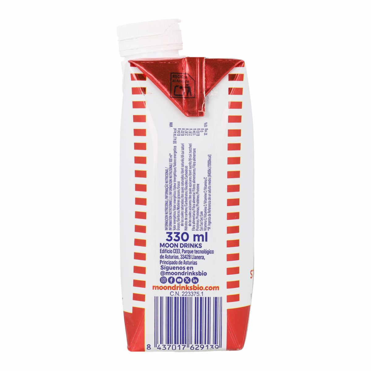Boisson saine Fraise et Citron Vert Bio avec Postbiotiques et Vitamine C MOONDRIKS 330 ml