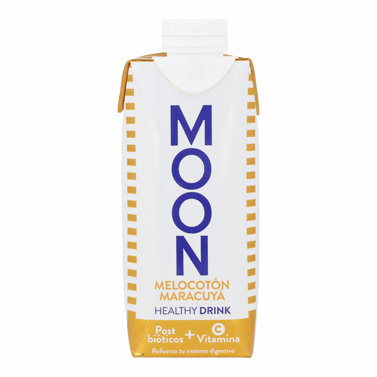 Boisson saine Pêche et Fruit de la Passion Bio avec Postbiotiques et Vitamine C MOONDRIKS 330 ml