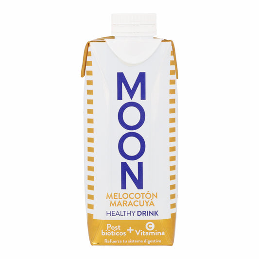 Boisson saine Pêche et Fruit de la Passion Bio avec Postbiotiques et Vitamine C MOONDRIKS 330 ml