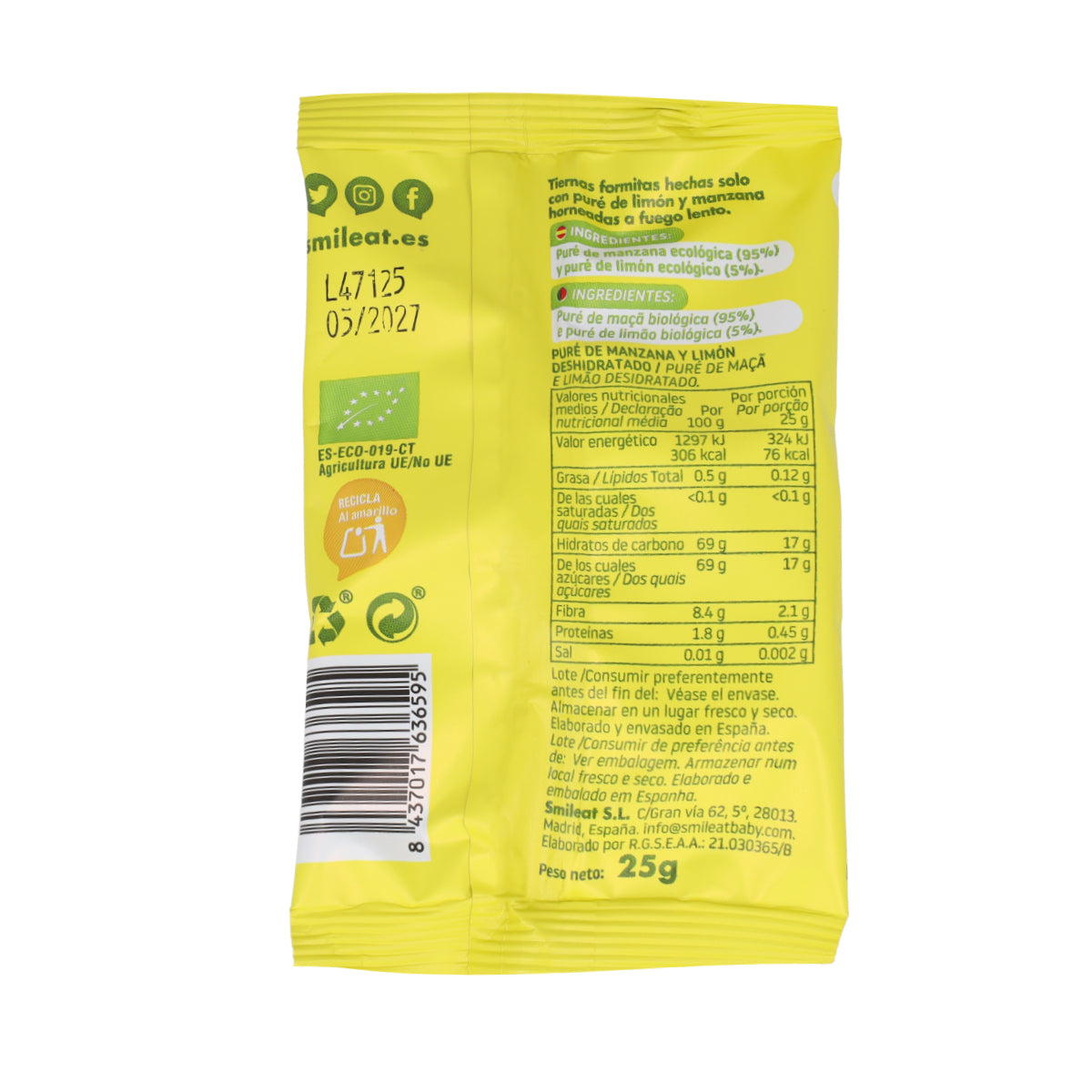 Snack pomme et citron bio 25 g, Triboo