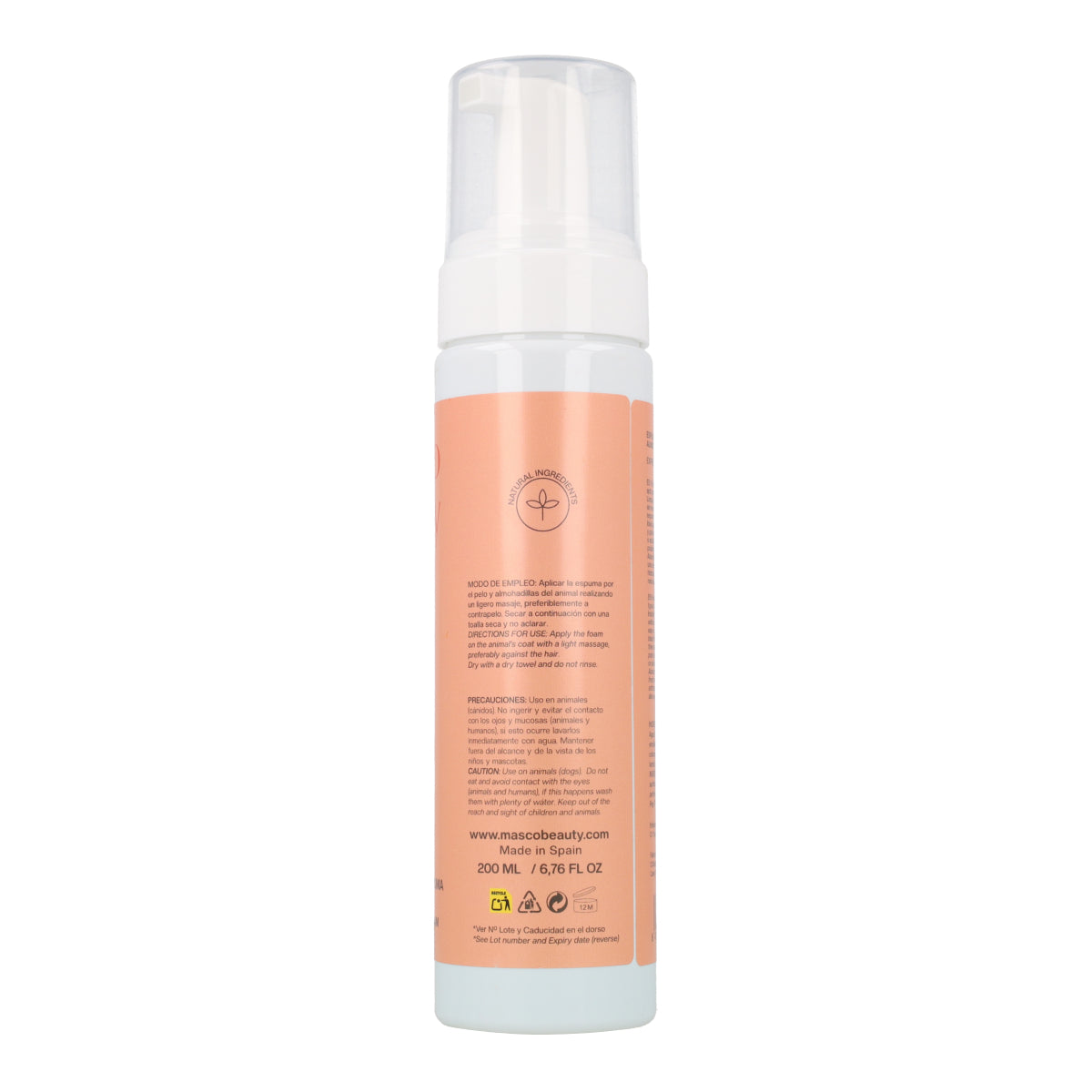 Shampoing sec en mousse pour chiens Masco Beauty 200 ml