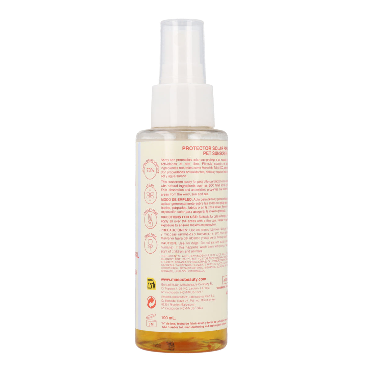Écran solaire pour chiens SPF 30 Masco Beauty 100 ml