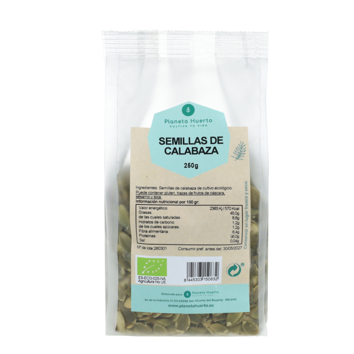 ECO Graines de citrouille Planeta Huerto 250 g