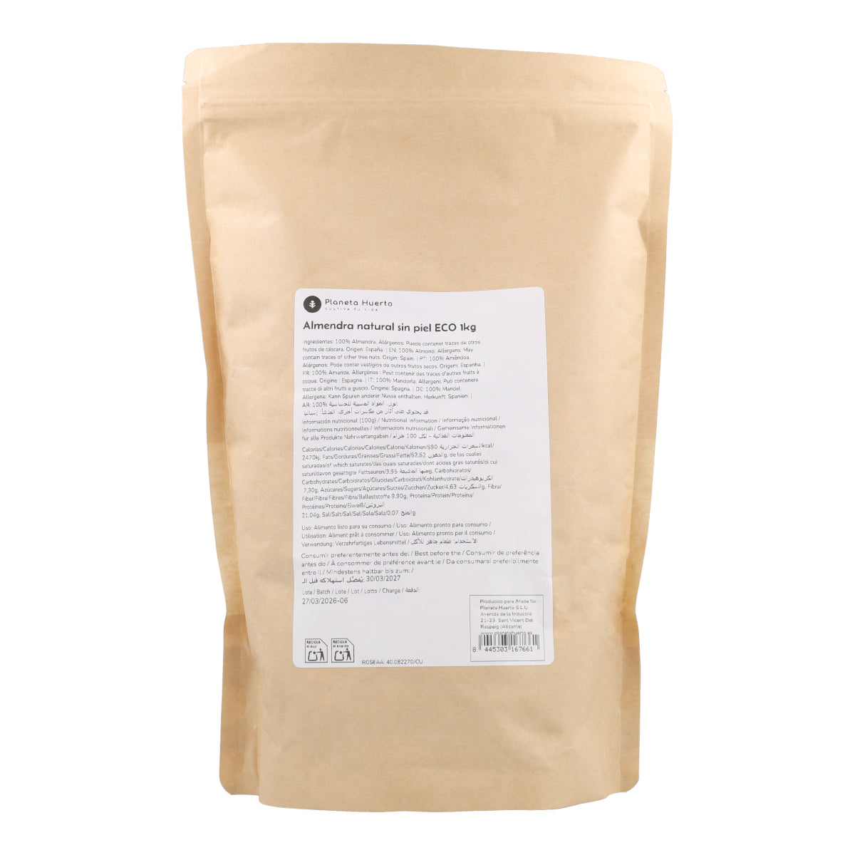 Amandes blanchies ECO Planeta Huerto 1 kg