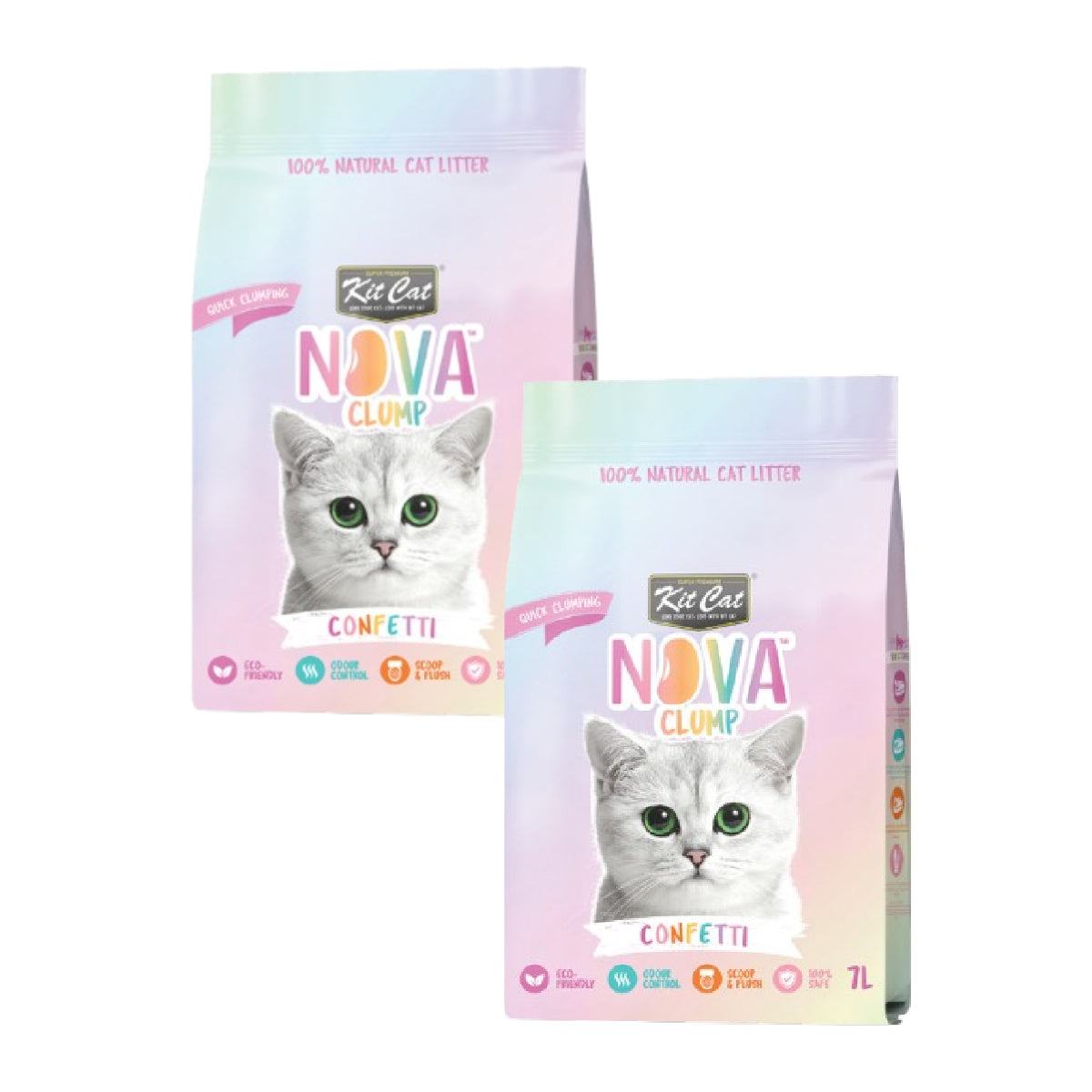 Pack 2x Kit Cat SoyaClump Pack Économique - Confetti 7 L Litière Végétale pour chats