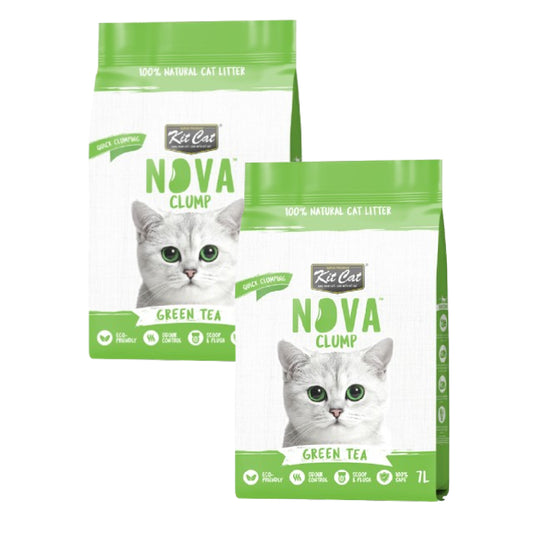 Lot de 2 paquets de litière pour chats Kit Cat Eco SoyaClump, formule Green Tea, 7 L