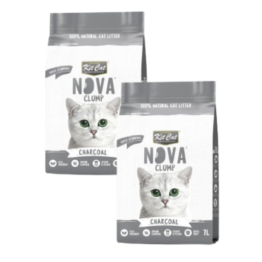 Lot de 2 kits litière écologique pour chat SoyaClump - Charbon 7 L