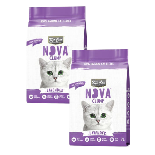Pack de 2x Kit Cat Litière Eco SoyaClump Pack Économique - Lavande 7 L Litière pour chats
