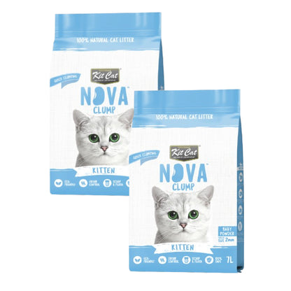 Pack 2x Kit Cat Litière Eco SoyaClump Pack Économique - Kitten Baby Powder 7 L Litière pour chats