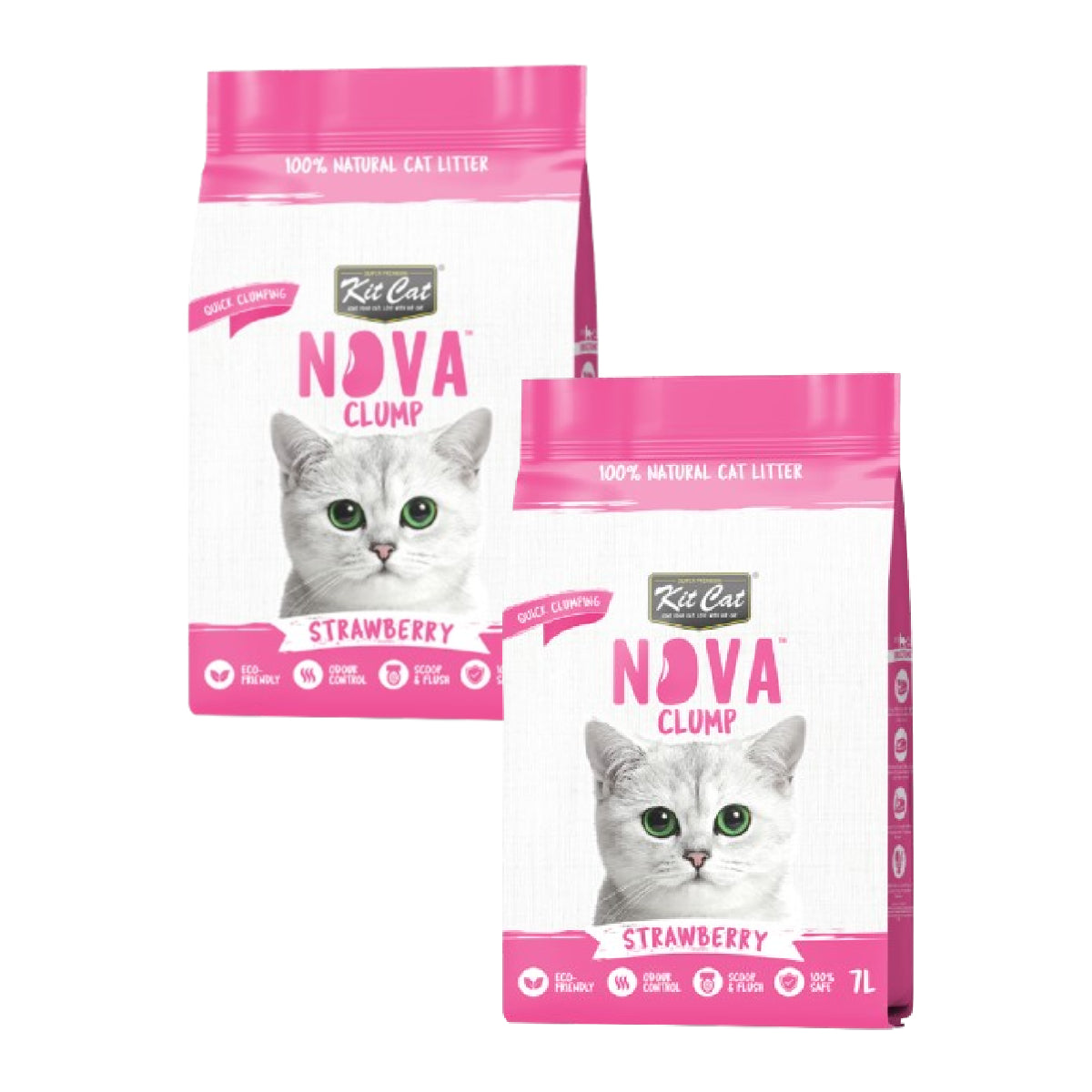 Pack 2x Kit Cat Litière Eco SoyaClump Pack Économique - Fraise 7 L Litière pour chats