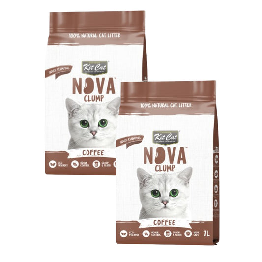 Pack 2x Kit Cat Litière Eco SoyaClump Pack Économique - Café 7 L Litière pour chats