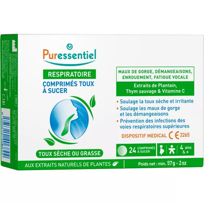 Respiratoire Pastilles Gorge Miel Citron PURESSENTIEL 24 unités