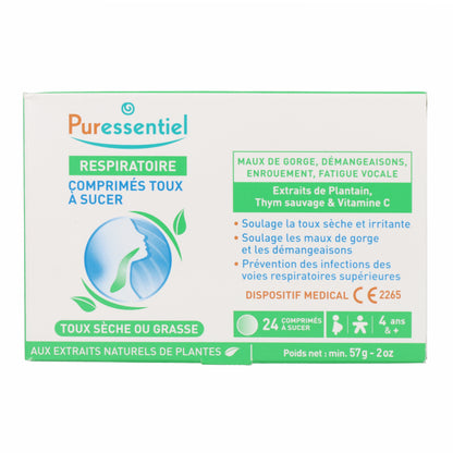 Respiratoire Pastilles Gorge Miel Citron PURESSENTIEL 24 unités