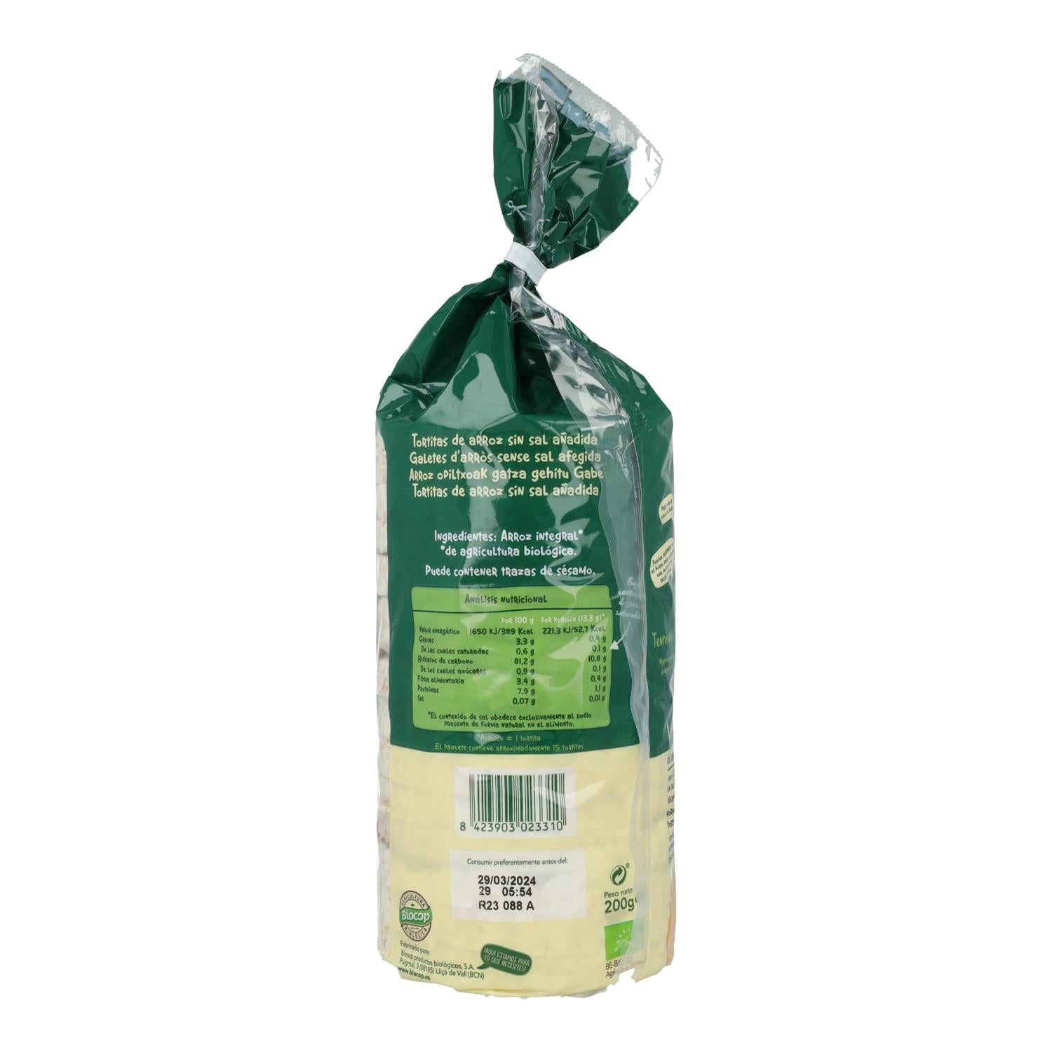 Tortitas de Arroz sin sal Biocop 200 g