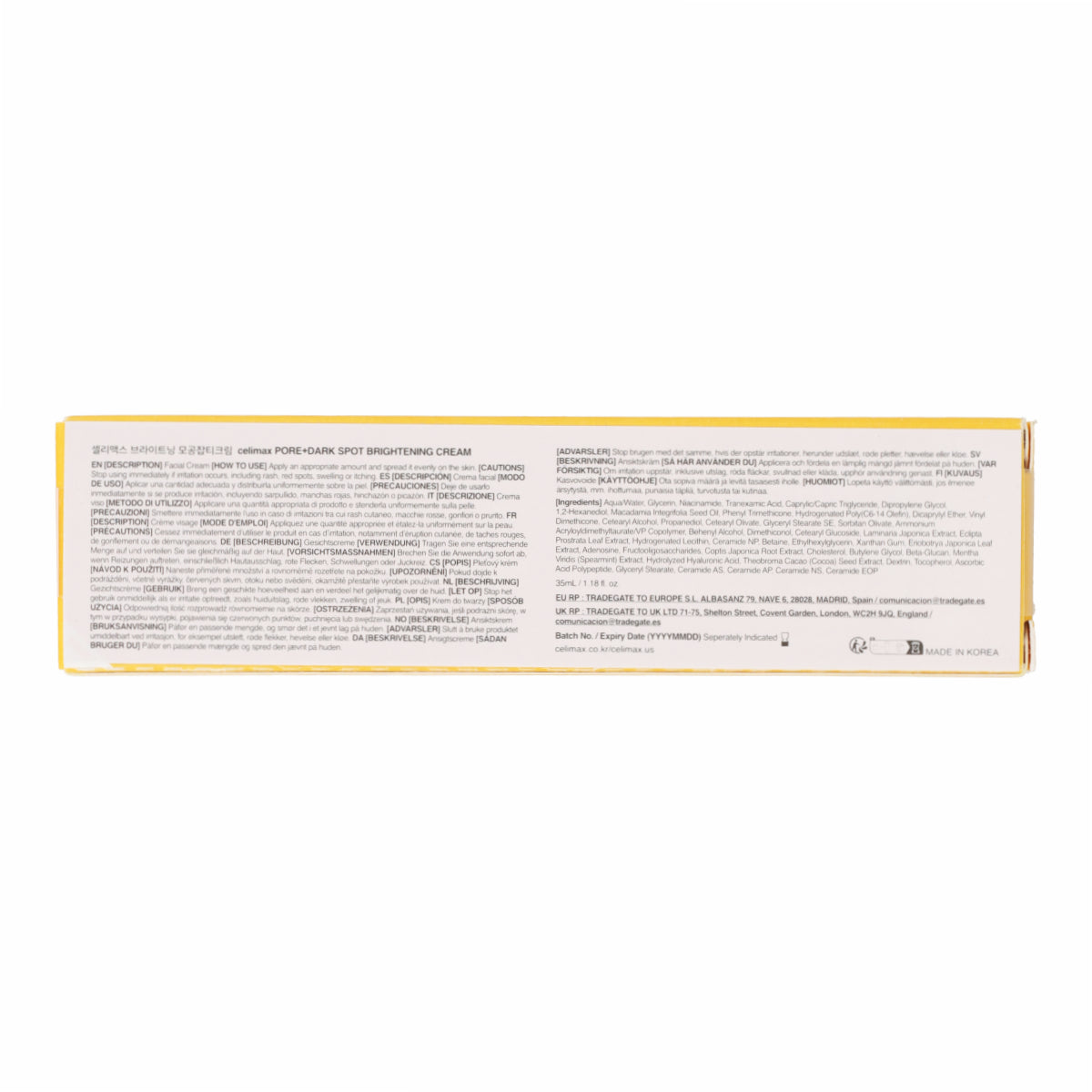 Crème éclaircissante taches brunes et pores dilatés Celimax 35ml