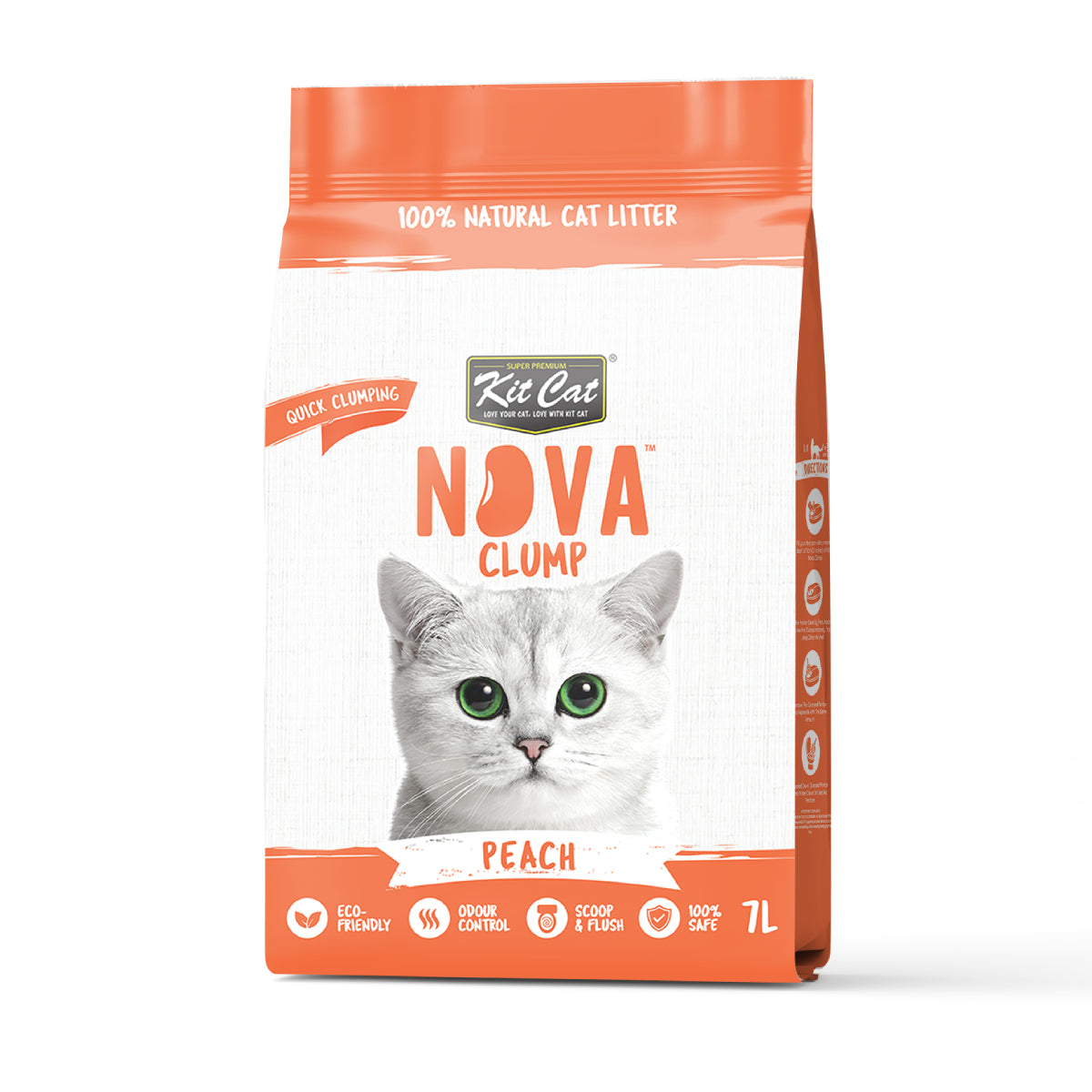 Lot de 2 x Kit Cat Litière Eco SoyaClump Pack Économie - Pêche 7 L Litière pour chat