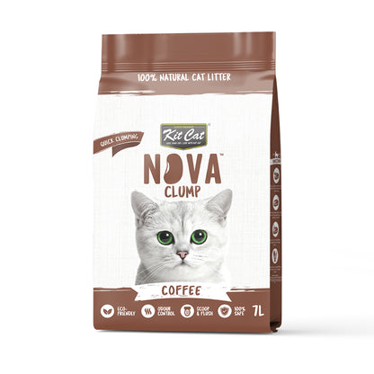 Pack 2x Kit Cat Litière Eco SoyaClump Pack Économique - Café 7 L Litière pour chats