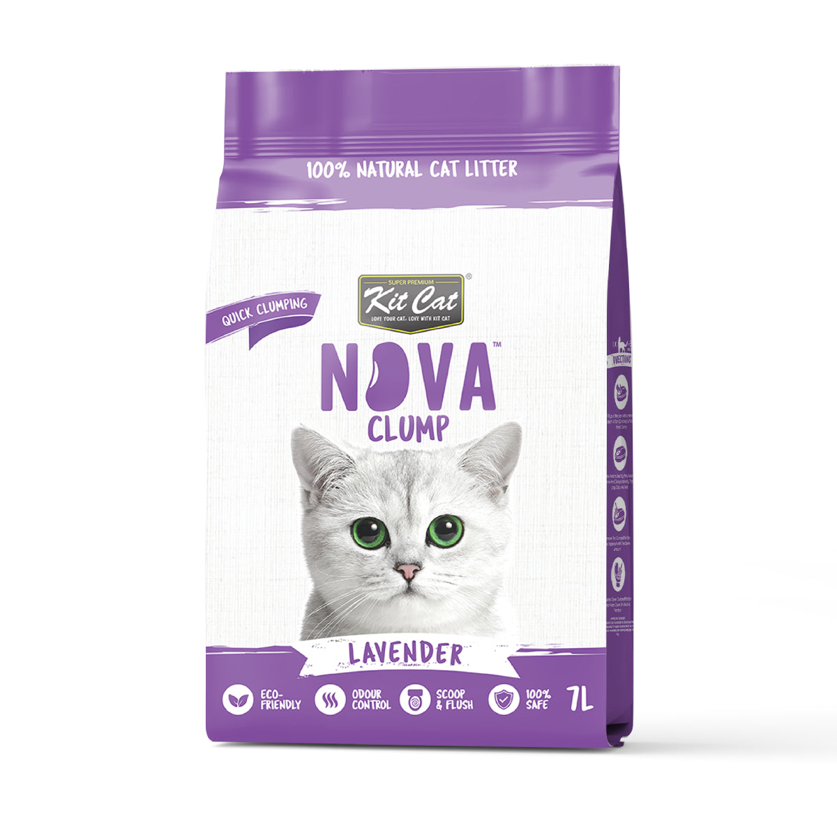 Pack de 2x Kit Cat Litière Eco SoyaClump Pack Économique - Lavande 7 L Litière pour chats