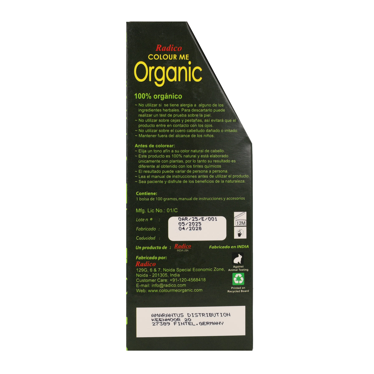 Teinture végétale pour cheveux châtain roux Radico 100 g