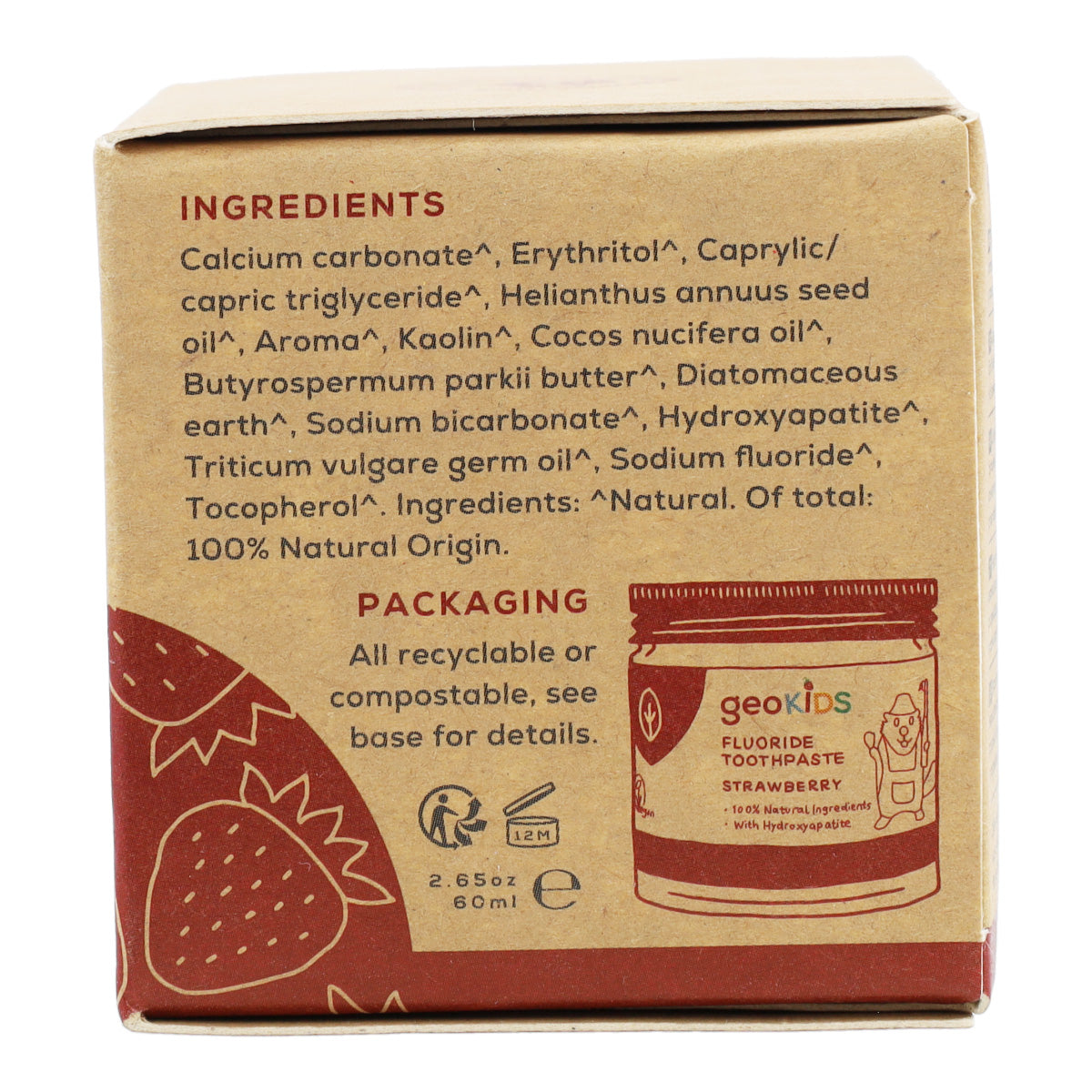 Pasta de dientes con flúor Fresa Georganics 60 ml