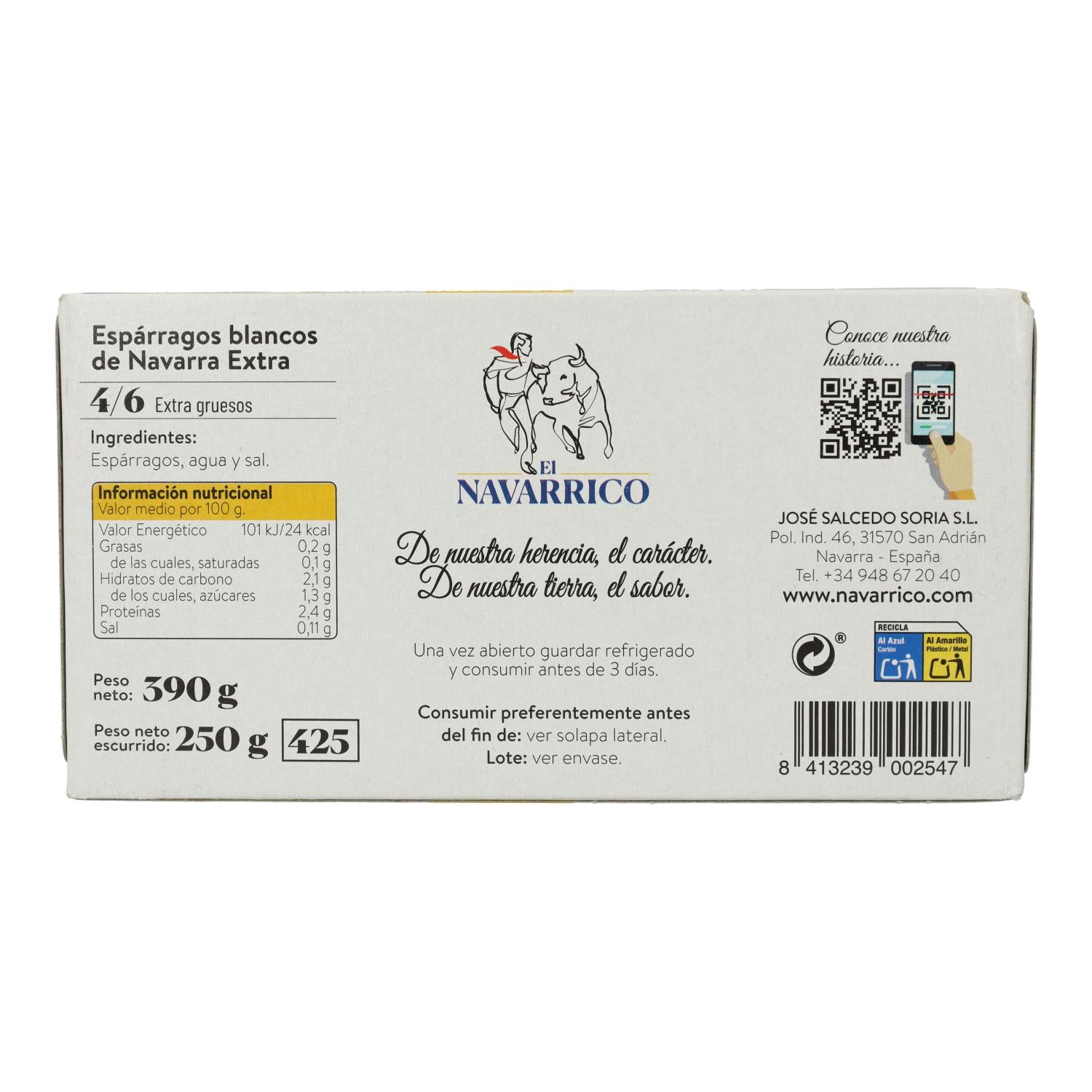 Espárragos Cojonudos El Navarrico 4/6 FR D.O Lata 425 ml