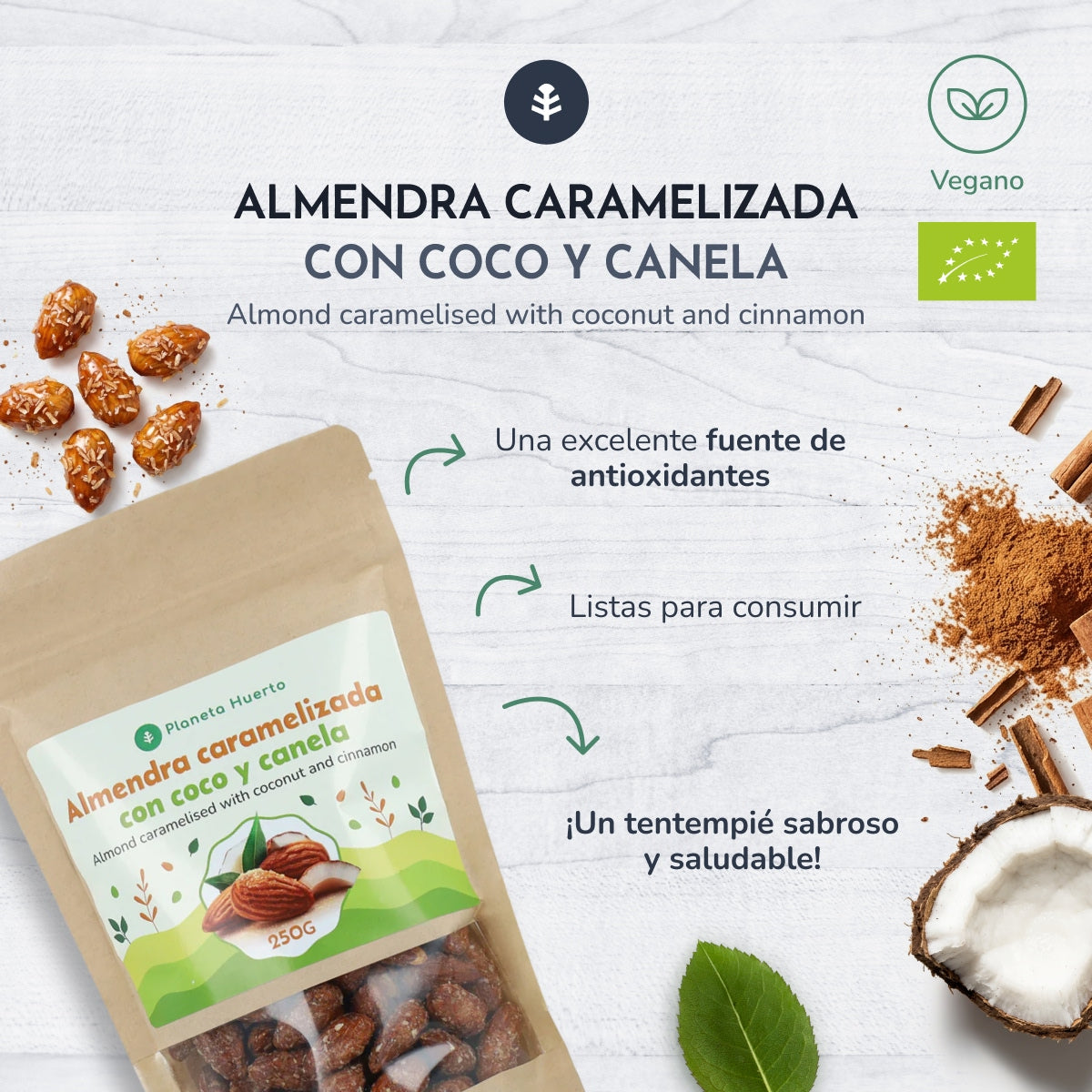 Almendras con coco y canela Planeta Huerto 250g