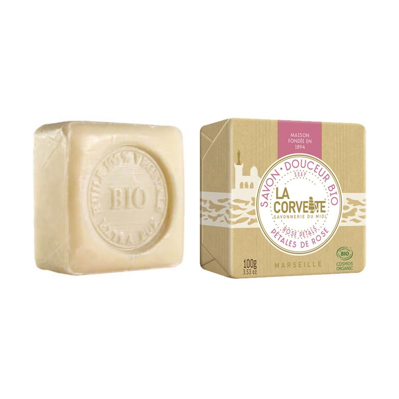 Jabón natural en pastilla Pétalos de rosa La Corvette 100 g