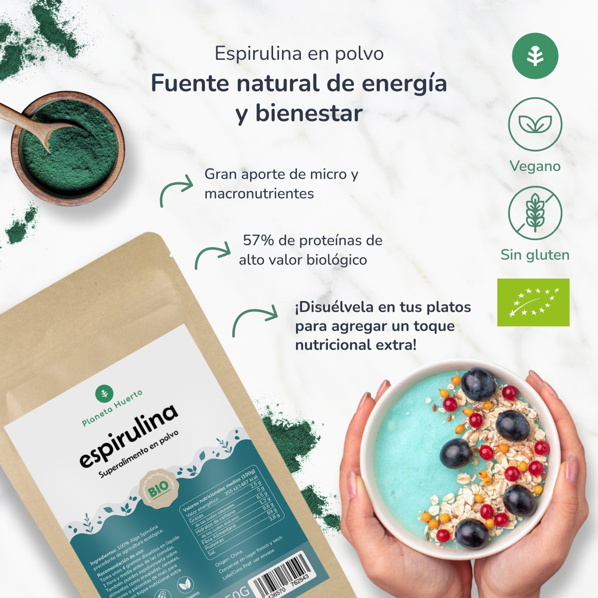 Espirulina en polvo ECO Planeta Huerto 250 gr