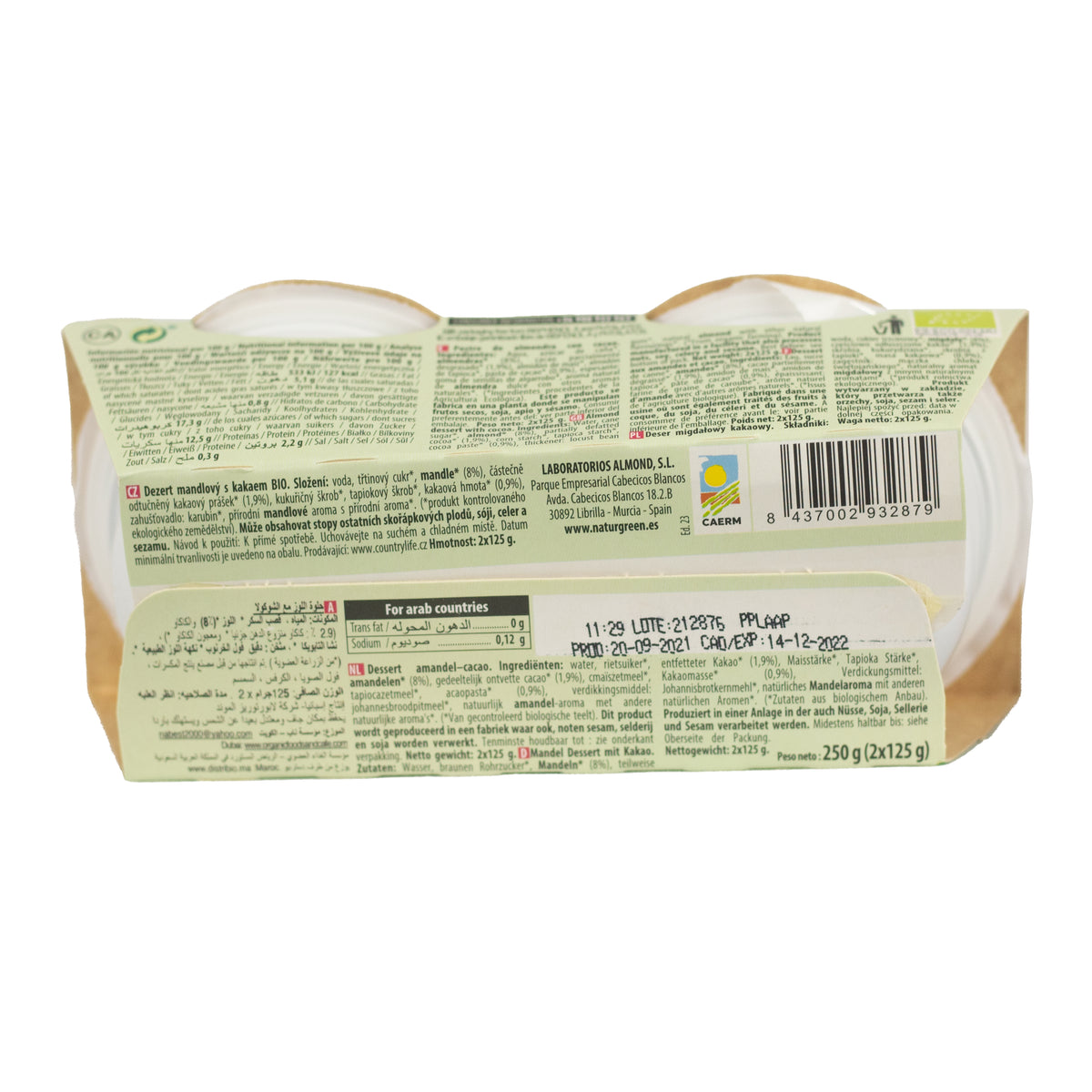 Dessert aux amandes et au cacao NaturGreen,  2 x 125 g