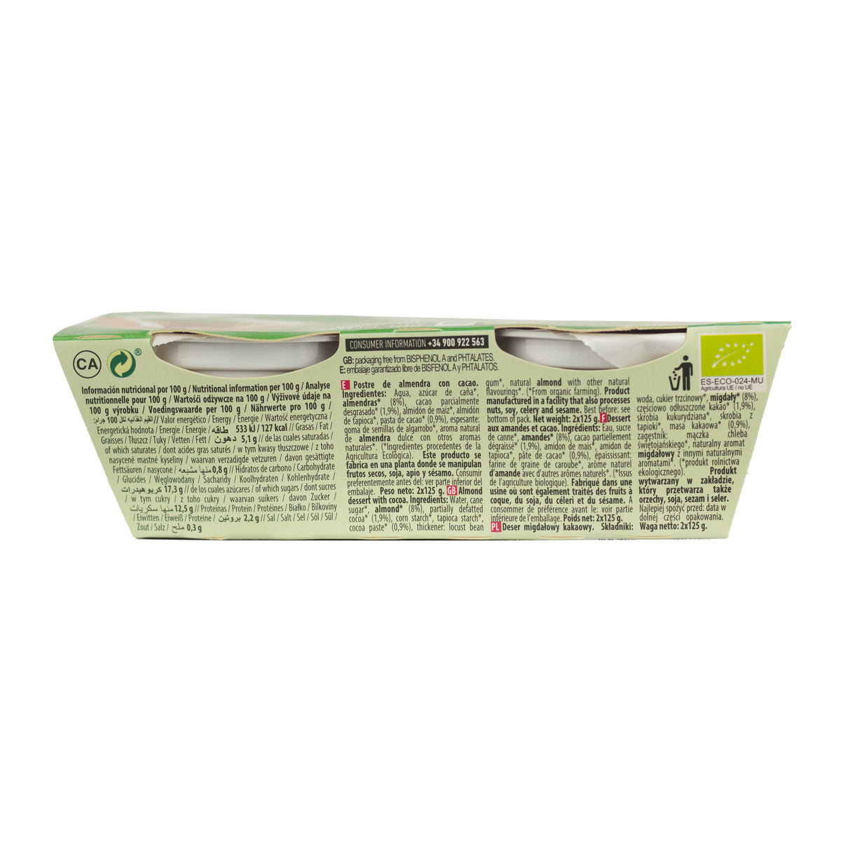 Dessert aux amandes et au cacao NaturGreen,  2 x 125 g