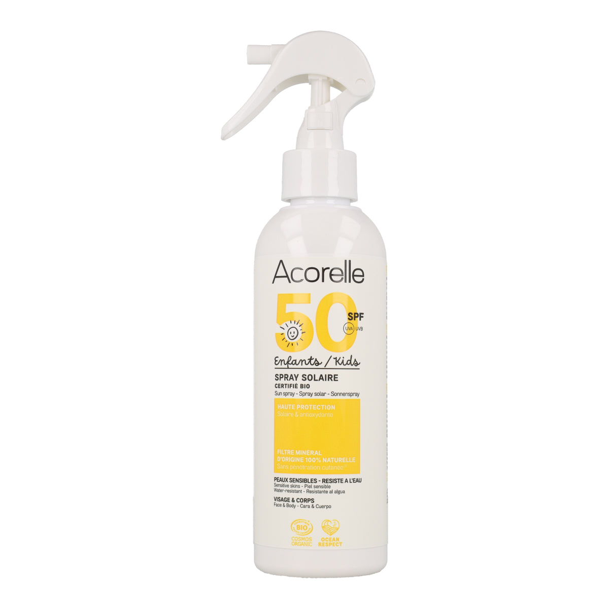 Spray solaire pour enfants SPF 50 Acorelle 150 ml