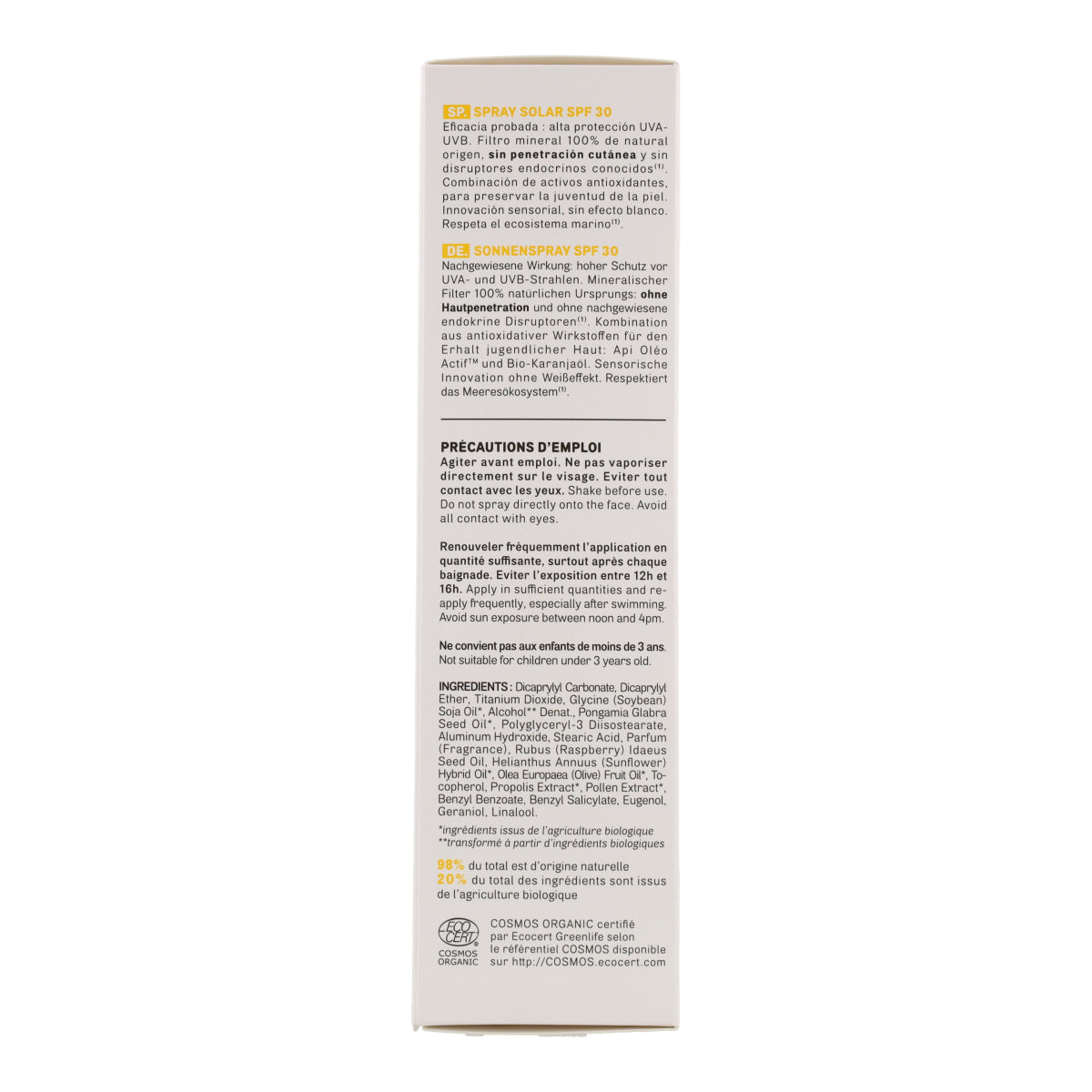 Spray solaire SPF 30 Acorelle 100 ml