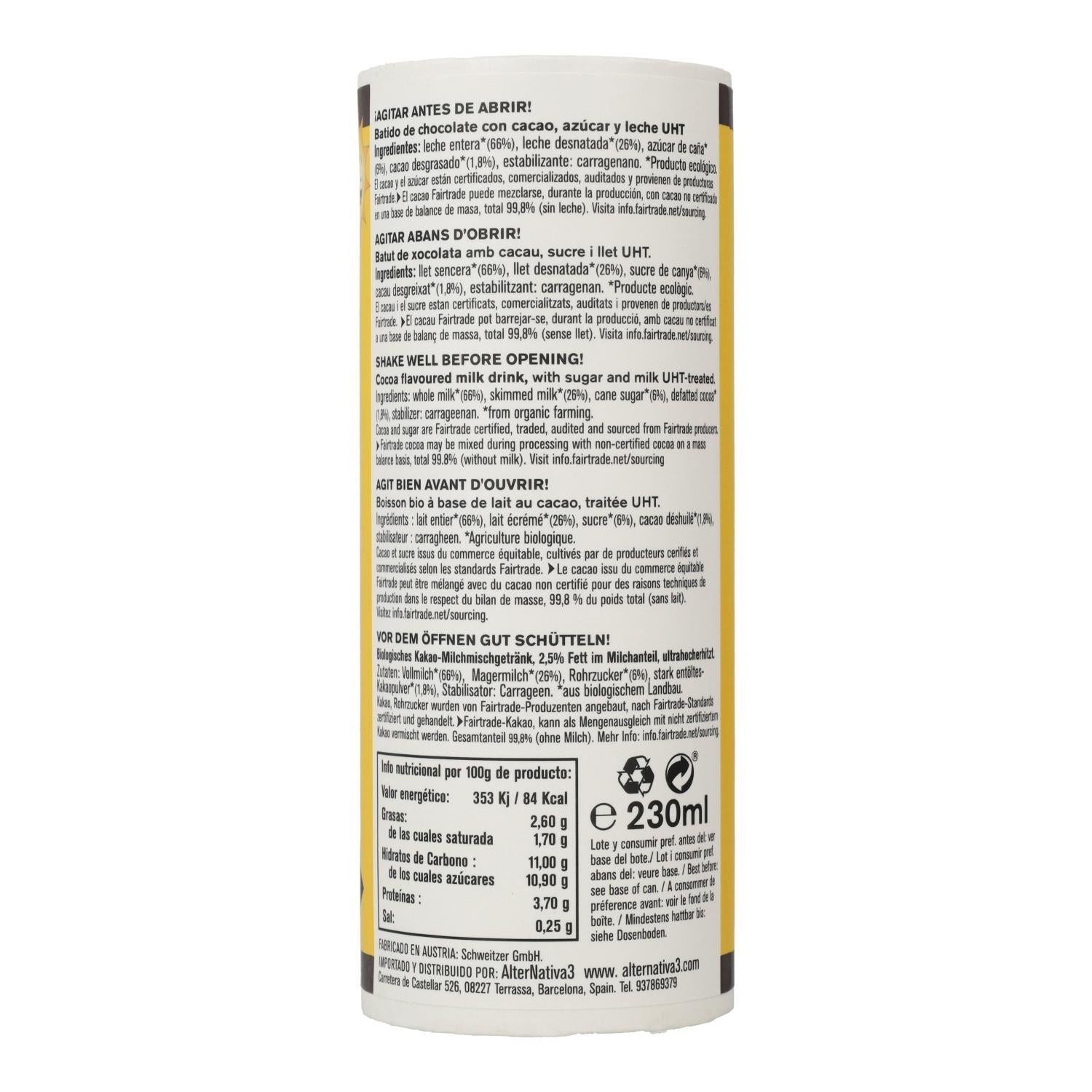 Batido de chocolate  Bio Alternativa3 230ml