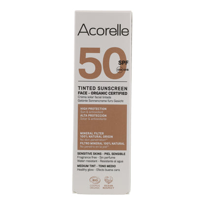 Crema facial color medio spf 50 Acorelle 50 ml