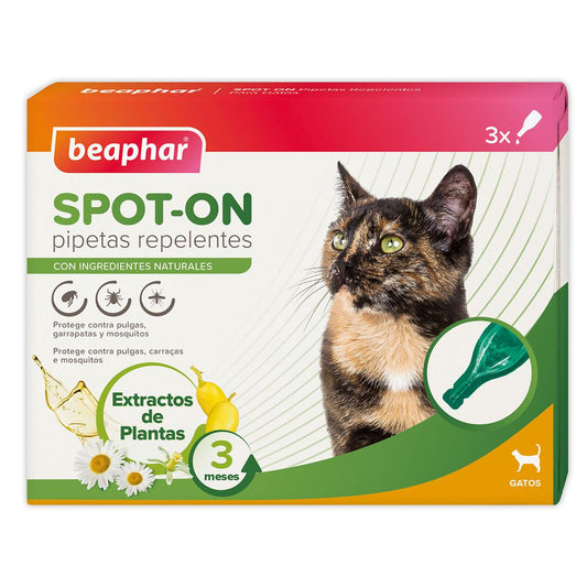 Pipetas repelentes antiparasitarias naturales gatos 3x1 ml