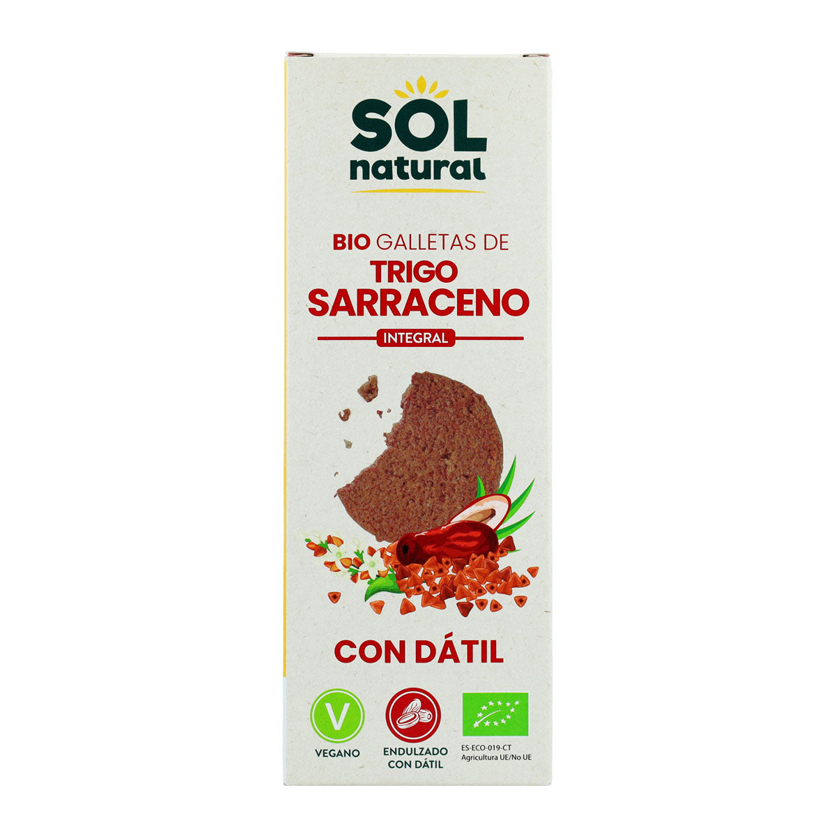 Biscuits complets au sarrasin sucrés aux dattes bio Sol Natural 170 g