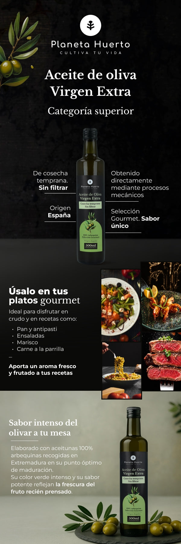 Huile d'olive vierge extra non filtrée Planeta Huerto 500 ml