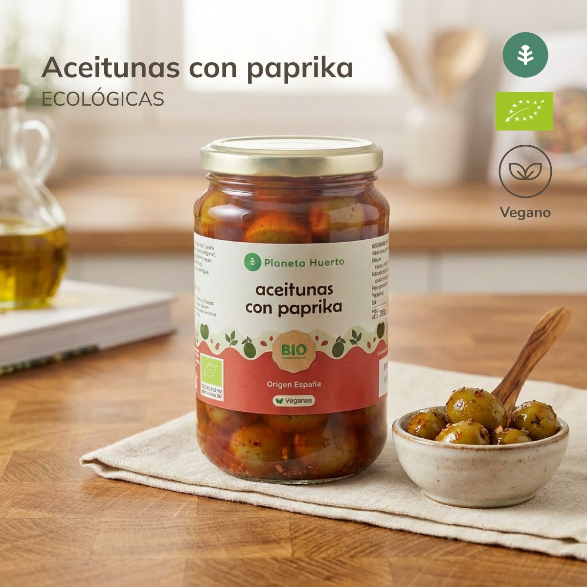 Olives vertes au paprika Eco Planeta Huerto 390 g