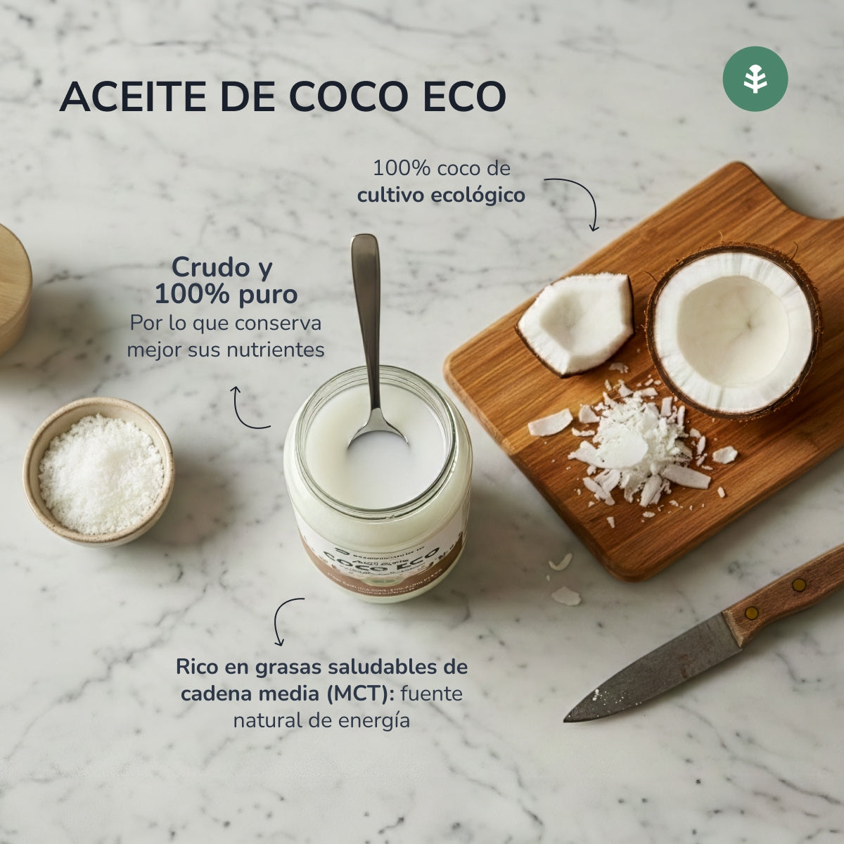 Huile vierge de coco ECO Planeta Huerto 500 ml