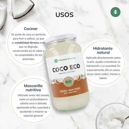 Huile vierge de coco ECO Planeta Huerto 1L