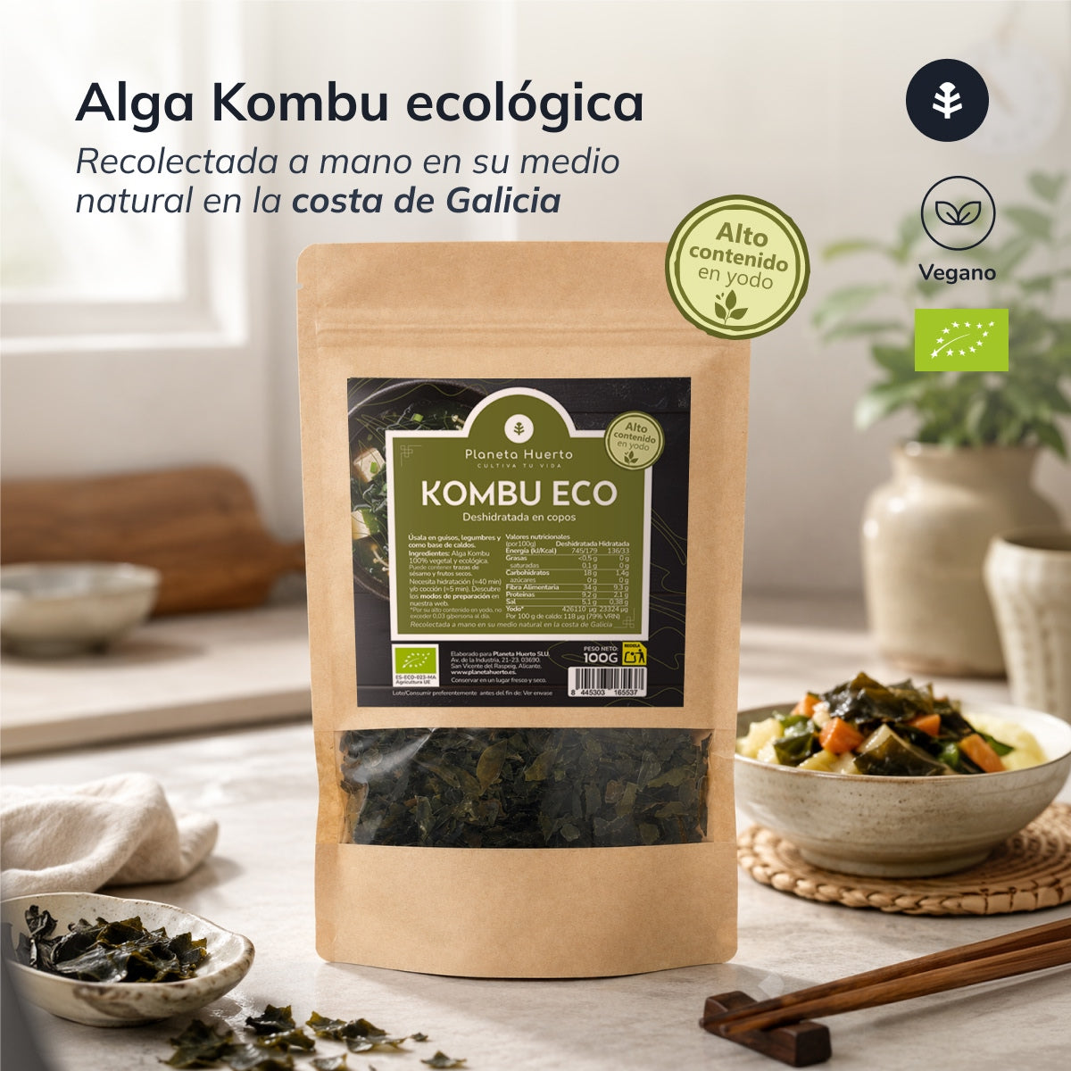 Flocons d'algues Kombu ECO Planeta Huerto 100 g