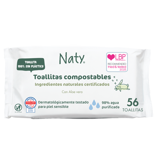 Lingettes à l'aloe vera Naty 56 unités