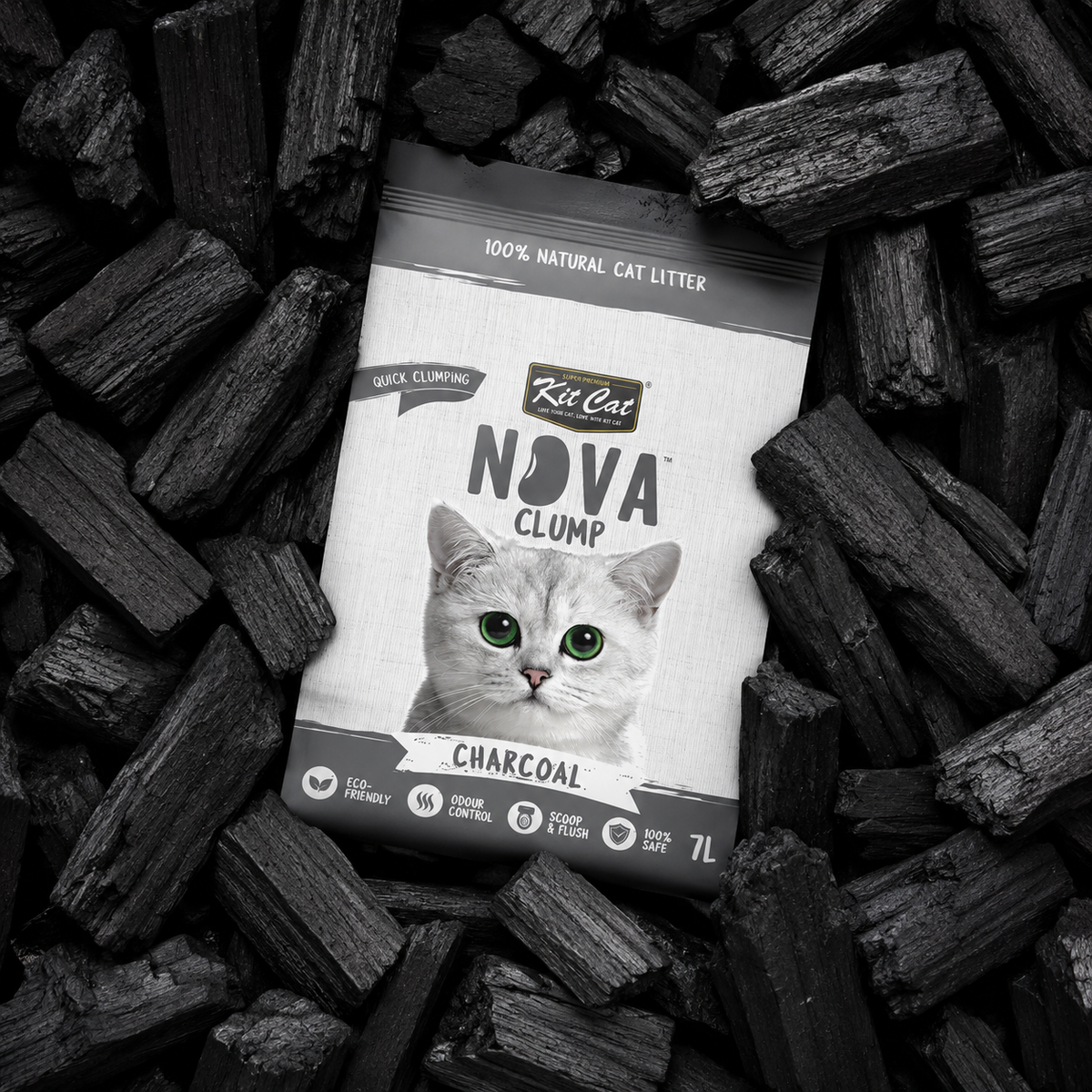 Kit Cat Arena Eco SoyaClump - Charcoal 7 L Litière pour chat