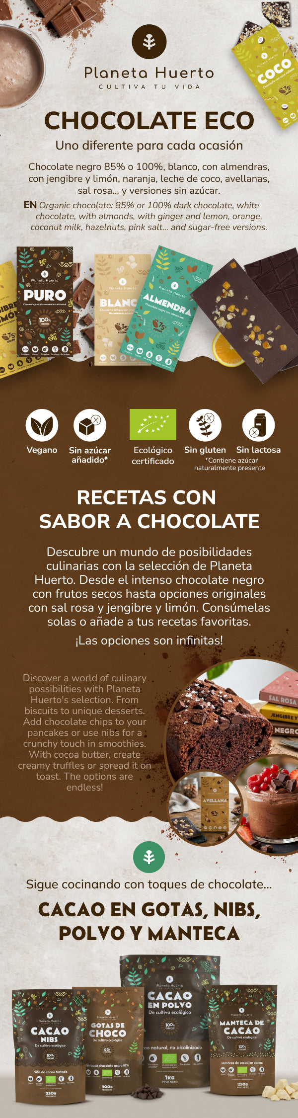 Tablette de chocolat noir 85% ECO Planeta Huerto 70 g