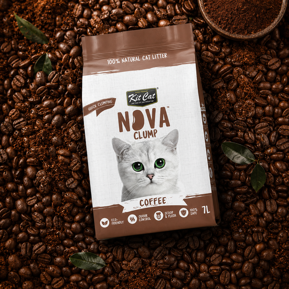 Kit Cat Arena Eco SoyaClump - Coffee 7 L Litière pour chat