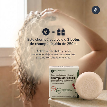 Shampooing antipelliculaire solide au romarin et à la sauge Planeta Huerto 85 g