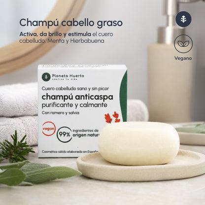 Shampooing antipelliculaire solide au romarin et à la sauge Planeta Huerto 85 g